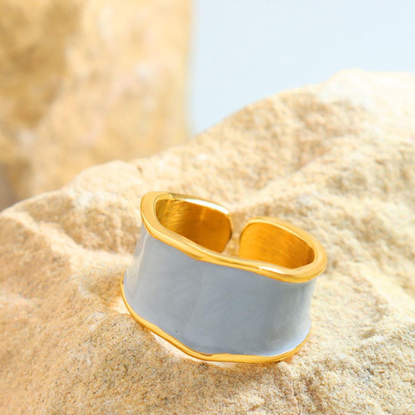 Bague Ouverte en Émail Uni