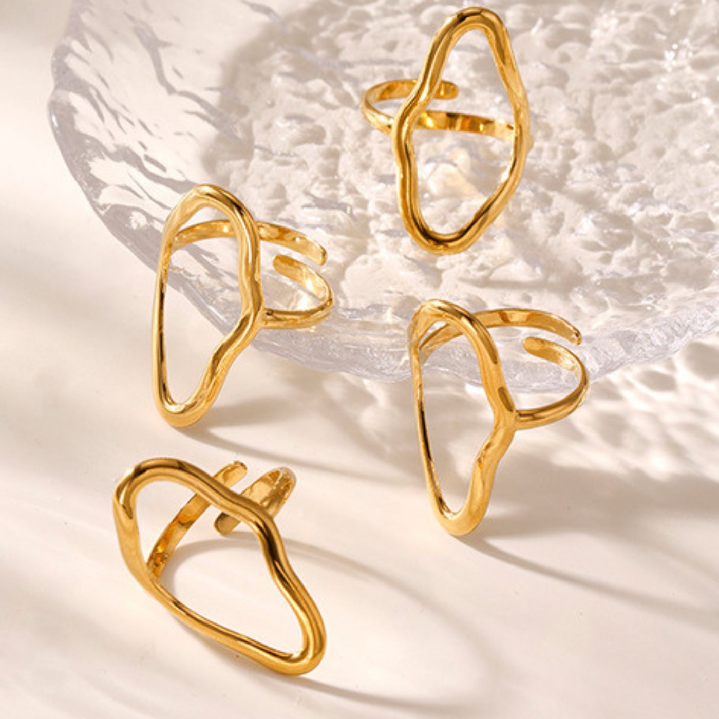 Bague Géométrique Ondulée Ajustable