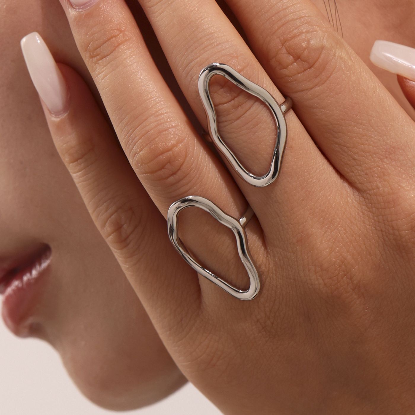 Bague Géométrique Ondulée Ajustable