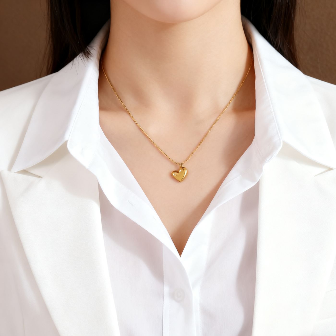 Collier Cœur Pêche Asymétrique Doré