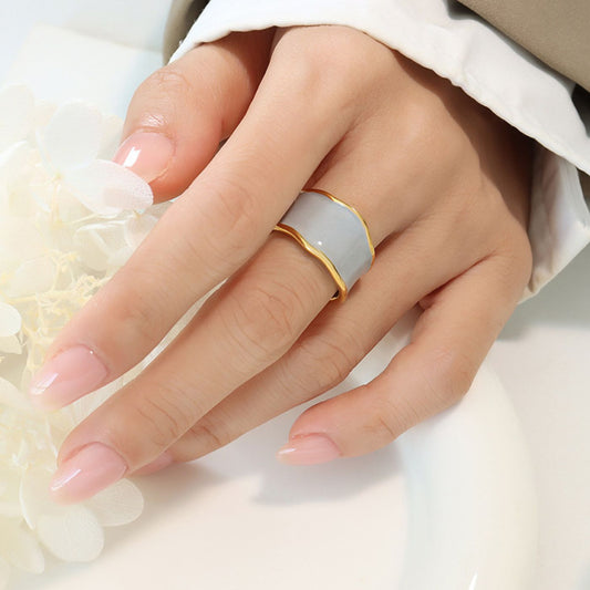 Bague Ouverte en Émail Uni
