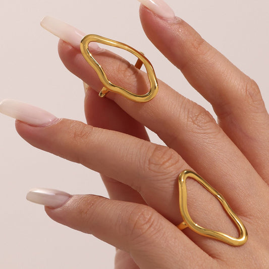 Bague Géométrique Ondulée Ajustable