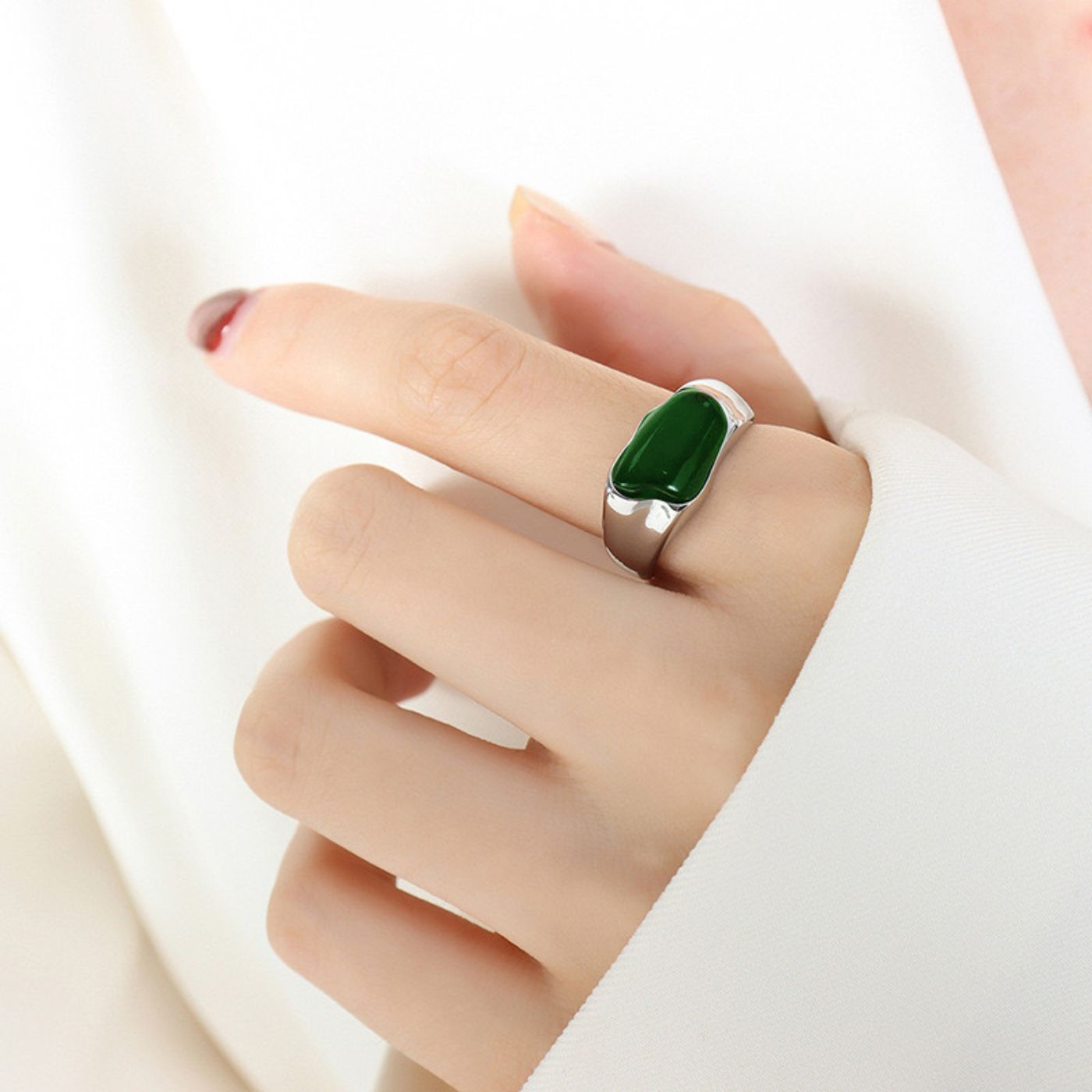 Bague Vintage Résine Vert Émeraude