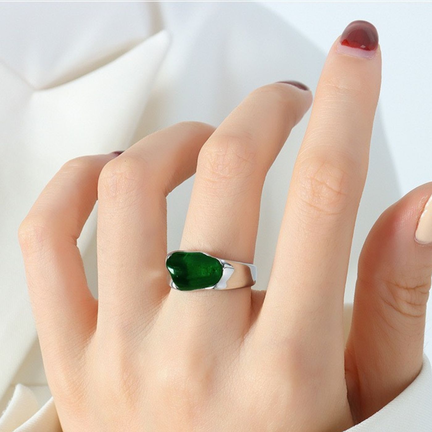 Bague Vintage Résine Vert Émeraude